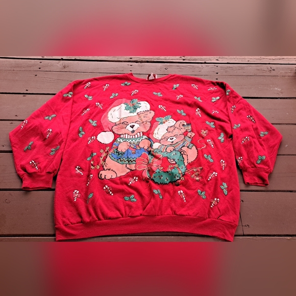 Vintage Ugly Christmas Nutcracker Red Holiday Puff Paint  Cat Sweater - Picture 1 of 5